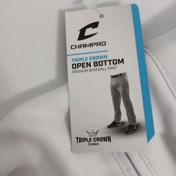 Champro Triple Crown Youth XL White Baseball Pants Open Bottom BP9UY NEW - Picture 5 of 8